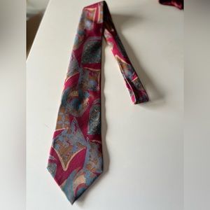 Geoffrey Beene silk tie abstract‎ red and blue